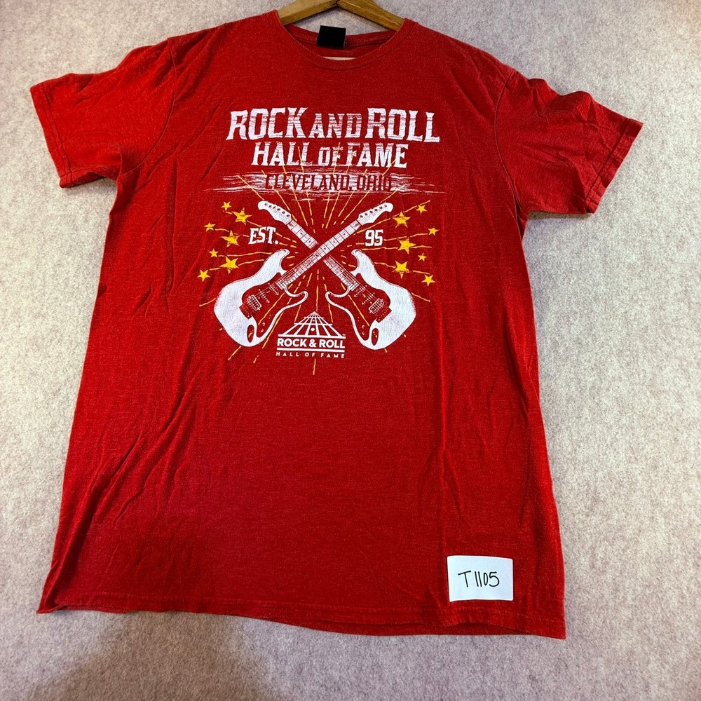 Rock and Roll Hall of Fame Cleveland Ohio Red Graphic T-Shirt‎ Mens Medium T1105